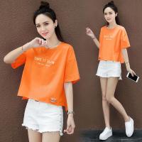 短款T恤女ins潮2020新款夏季短袖女学生韩版宽松百搭破洞体恤上衣臻依缘