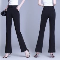 裤子女微喇叭裤冬毛呢高腰垂感新款加厚西装阔腿弹力直筒长裤臻依缘
