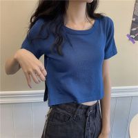 设计感小众开叉拉链纯色棉短袖T恤女夏季新款修身百搭心机ins潮上衣 臻依缘
