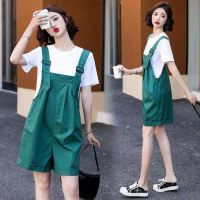 背带短裤套装女夏季时尚炸街减龄小个子洋气宽松显瘦短裤两件套潮 臻依缘