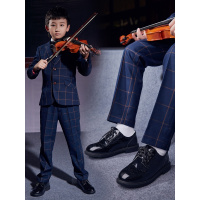 儿童黑色英伦风cgh学生花童2019春季新款大中小男孩演出男童皮鞋