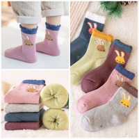 儿童袜子冬季毛圈袜男童女童秋冬加厚保暖中筒袜宝宝小孩棉袜臻依缘