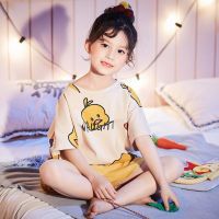 女童棉睡衣夏季薄款短袖中大童女孩儿童家居服透气空调服套装夏 臻依缘