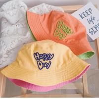 2到6岁儿童双面渔夫帽帽子春秋春季渔夫帽字母糖果色字母渔夫帽 臻依缘