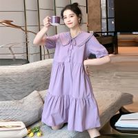 孕妇连衣裙夏装2021夏季新款时尚娃娃领宽松气质外出哺乳连衣裙潮臻依缘