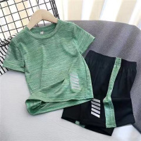 儿童速干衣男童夏装套装2021新款帅气潮中大童短袖夏季运动两件套臻依缘
