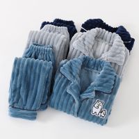 儿童秋冬季法兰绒睡衣男童女童大童加绒加厚宝宝珊瑚绒套装家居服臻依缘