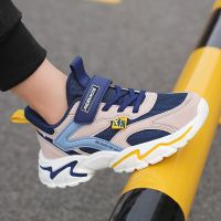 男童鞋子2021春秋季中大童防水皮面跑步鞋男孩网面透气儿童运动鞋臻依缘