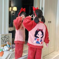 3-18岁冬季儿童睡衣女长毛绒保暖套装加厚款大童长袖家居服臻依缘