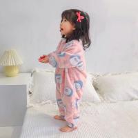 秋冬加绒儿童家居服连体衣法兰绒长袖宝宝爬服女睡衣男臻依缘