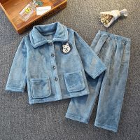 秋冬季儿童睡衣男童女孩加厚女童男孩宝宝珊瑚绒家居服套装臻依缘