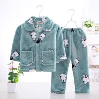 秋冬儿童睡衣男女童中大童珊瑚绒加厚保暖家居服套装臻依缘