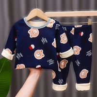 秋冬装男女童加绒保暖内衣套装宝宝家居服两件套睡衣臻依缘