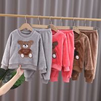 童装春秋季儿童睡衣女童男童宝宝保暖衣中小童秋冬加绒加厚家居服臻依缘