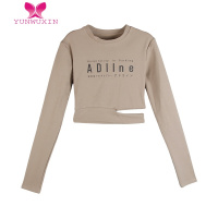 YUNWUXIN法式甜辣妹设计感小众黑色长袖T恤女秋季短款紧身独特别致BM上衣