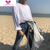 YUNWUXIN白色宽松长袖t恤女春装2022新款夏季百搭打底衫内搭短袖上衣