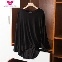 YUNWUXIN2022秋季莫代尔长袖T恤女薄款打底衫宽松上衣大码百搭体恤衫