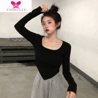 YUNWUXIN短款T恤打底衫女洋气内搭爵士舞服装jazz上衣设计感小众