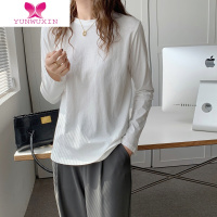YUNWUXIN2022春新款纯白色长袖叠穿t恤女早宽松内搭打底衫上衣