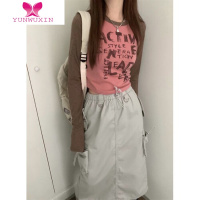 YUNWUXIN樱酪甜心~字母印花T恤女早秋季纯欲修身短款长袖打底衫上衣