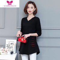 YUNWUXIN妈妈t恤长袖女新款2022春装女式宽松大码秋衣服体恤上衣