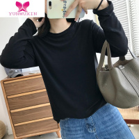 YUNWUXIN亲肤软糯弹力基础百搭打底衫女宽松韩版纯色圆领长袖T恤上衣