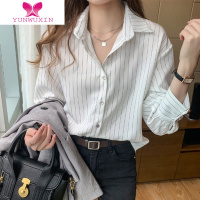 YUNWUXIN条纹衬衫女设计感小众2022年新款装雪纺上衣职业OL轻熟风衬衣
