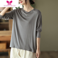 YUNWUXIN园园美衣新款复古圆领长袖上衣女纯色百搭套头衫时尚打底衫T恤秋