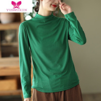 YUNWUXIN园园美衣新款时尚纯色半高领长袖上衣女弹力百搭显瘦内搭休闲T恤