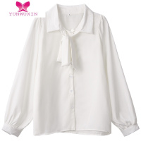 YUNWUXIN白色衬衫女早2022新款洋气高级设计感西装职业内搭蝴蝶结上衣