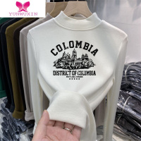 YUNWUXIN磨毛加厚半高领打底衫内搭洋气长袖T恤女显瘦咖色上衣ins