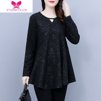 YUNWUXIN200斤胖妹妹休闲长袖复古打底衫大码女装宽松遮肚显瘦减龄T恤上衣