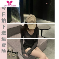 YUNWUXINWuuus[衣橱常备] 胸大腰细 慵懒V领打底衫女透视上衣长袖T恤