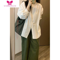YUNWUXIN灯笼袖衬衫女早秋设计感小众宫廷风圆领气质衬衣宽松显瘦薄款上衣