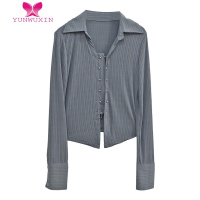 YUNWUXIN小香风衬衫女装早秋装2022年新款质感设计感小众别致修身长袖上衣
