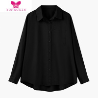 YUNWUXINpolo领披肩衬衫女中长款早秋季2022年新款韩版设计感小众法式上衣