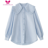 YUNWUXIN娃娃领衬衫外套2022新款早初秋春装衬衣高级设计感小众长袖上衣女