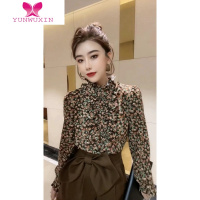 YUNWUXIN洋气套装女2022新款设计感减龄碎花荷叶边衬衫蝴蝶结高腰短裤