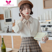YUNWUXIN白色学院风长袖内搭衬衫女装2022年新款少女打底上衣小个子