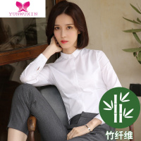 YUNWUXIN白衬衫女长袖工作服2022新款职业正装小领工装女士白色衬衣秋