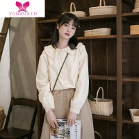 YUNWUXIN小雨良品 日系长袖娃娃领衬衫内搭女小个子复古法式甜美上衣