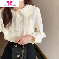 YUNWUXIN甜美花边娃娃领衬衫2022秋新款时髦女装内搭气质长袖上衣