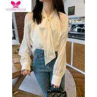 YUNWUXIN小众设计感系带蝴蝶结长袖上衣秋装2022年新款洋气时尚衬衫女
