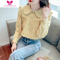 YUNWUXIN娃娃领雪纺衬衫女士2022年新款秋装时尚别致上衣减龄漂亮小衫洋气