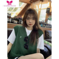 YUNWUXIN学院派简约V领针织马甲女初秋宽松百搭减龄背心毛衣坎肩马夹