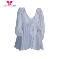YUNWUXIN早秋2022年新款长袖薄款纯欲风雪纺衬衫女装设计感小众别致上衣女