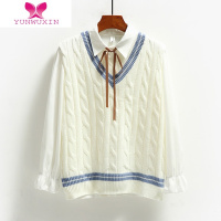 YUNWUXINchic马甲背心针织女款韩版学院风日系小清新宽松套头无袖毛衣马夹