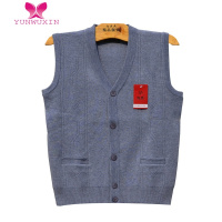 YUNWUXIN中老年装男士马甲背心 爸爸装V领老人毛线坎肩开衫针织衫毛衣