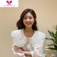 YUNWUXIN白色娃娃领衬衫女赵露思同款女装明星法式设计感小众衬衣蕾丝上衣