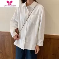 YUNWUXIN小个子秋季白色衬衫外穿女长袖内搭纯白衬衣打底衫上衣设计感韩系